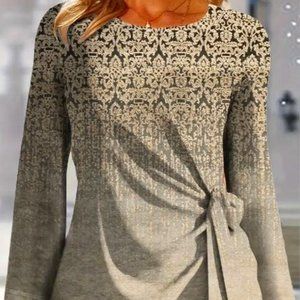 NWOT:   Side-Tie Long Sleeve Top